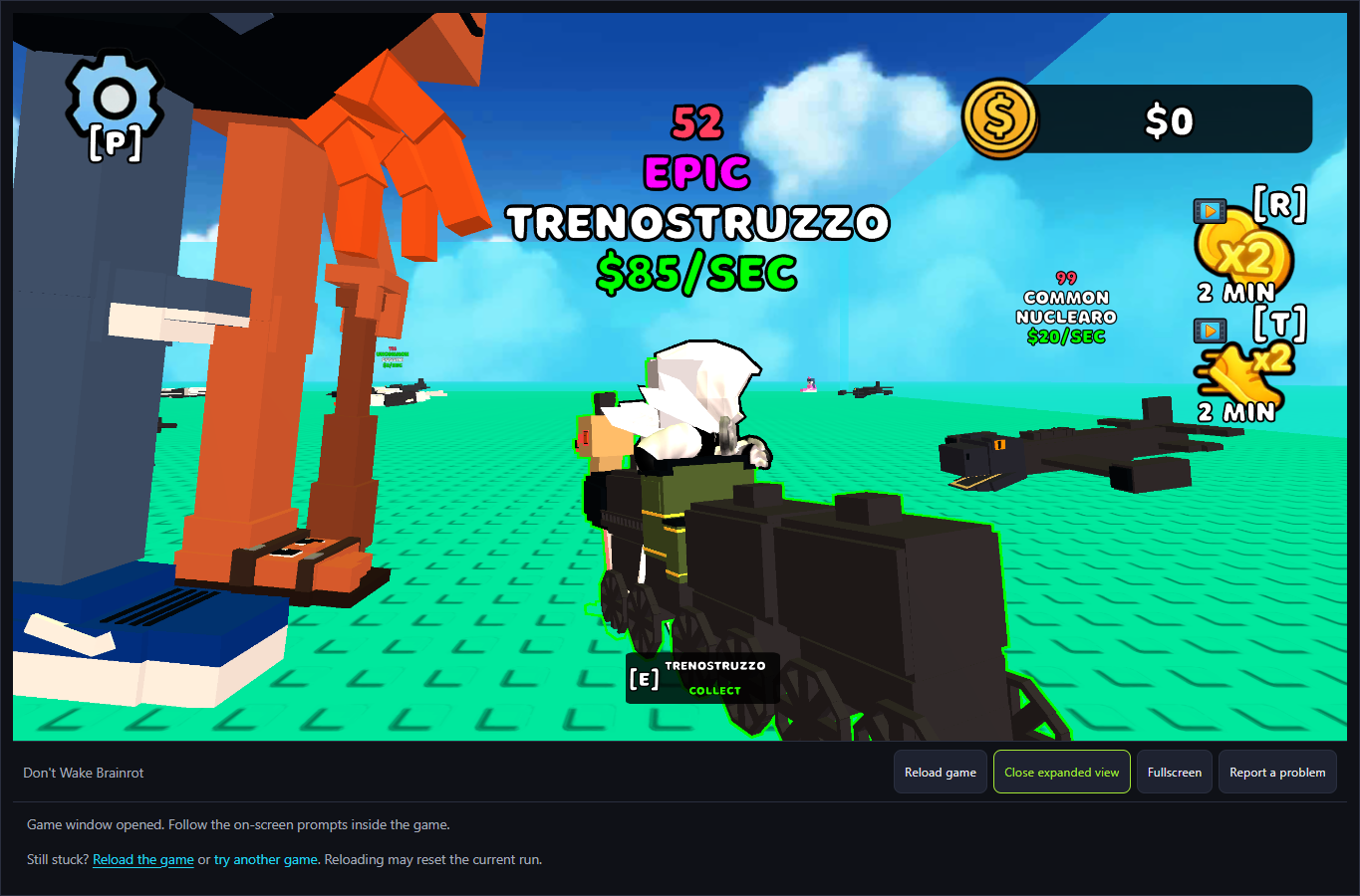 Don't Wake field showing the Trenostruzzo E Collect prompt near the avatar